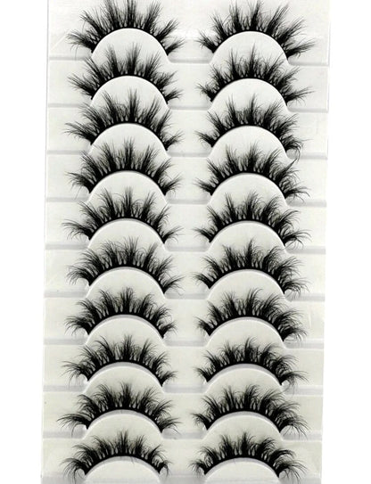 10 Pairs 3D Wispy False Eyelashes – Fluffy Dramatic Volume Lash Set